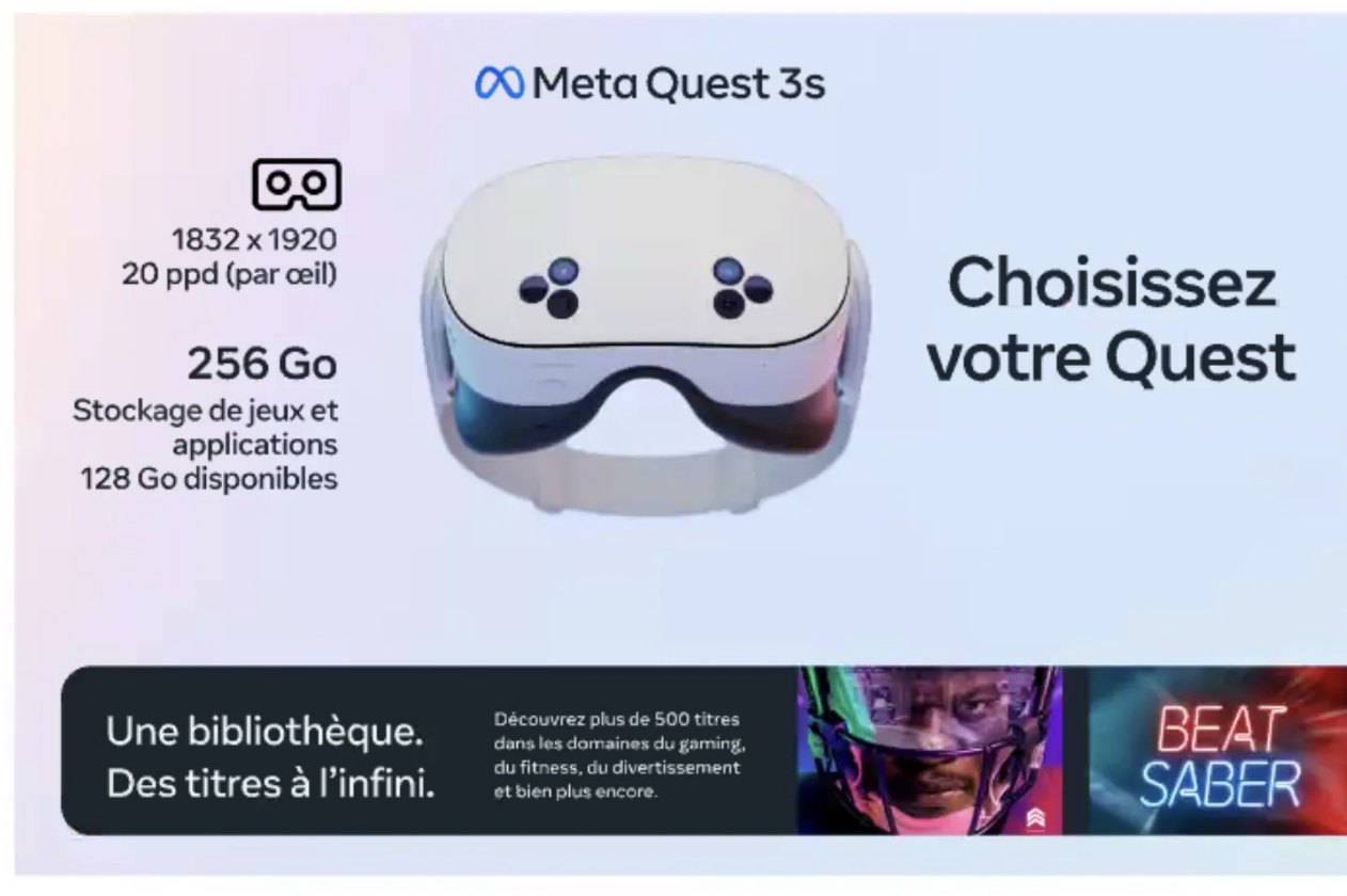 Un graphique divulgué montrant les Meta Quest 3.